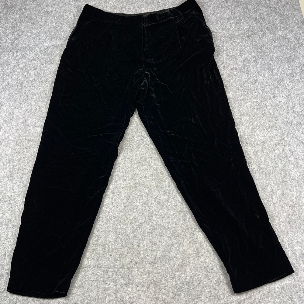 Lafayette 148 New York Black Silk Blend Velvet Tapered Trousers Pants Womens 12